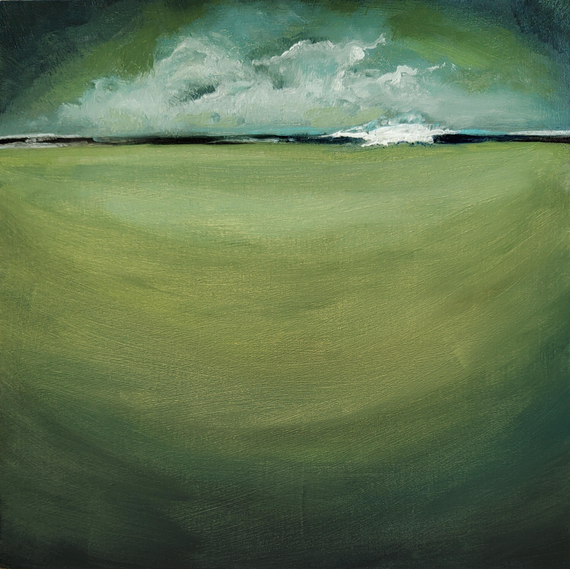 SILENCE AMONG THE WAVES - THE DISTANT SWELL - Oil on cradle wood panel 20x20cm