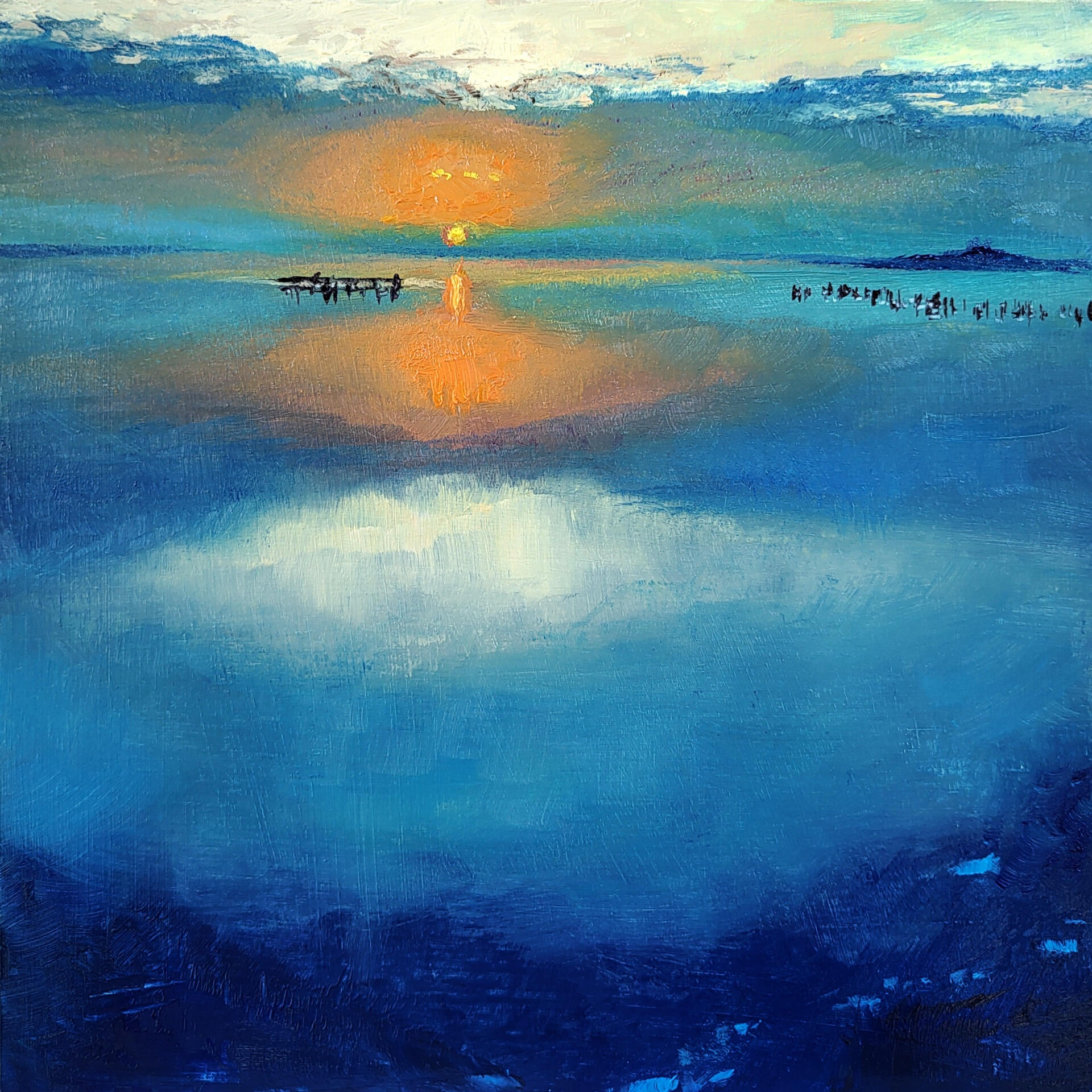 SILENCE AMONG THE WAVES - THE RESTING DEEP - Oil on cradle wood panel 20x20cm