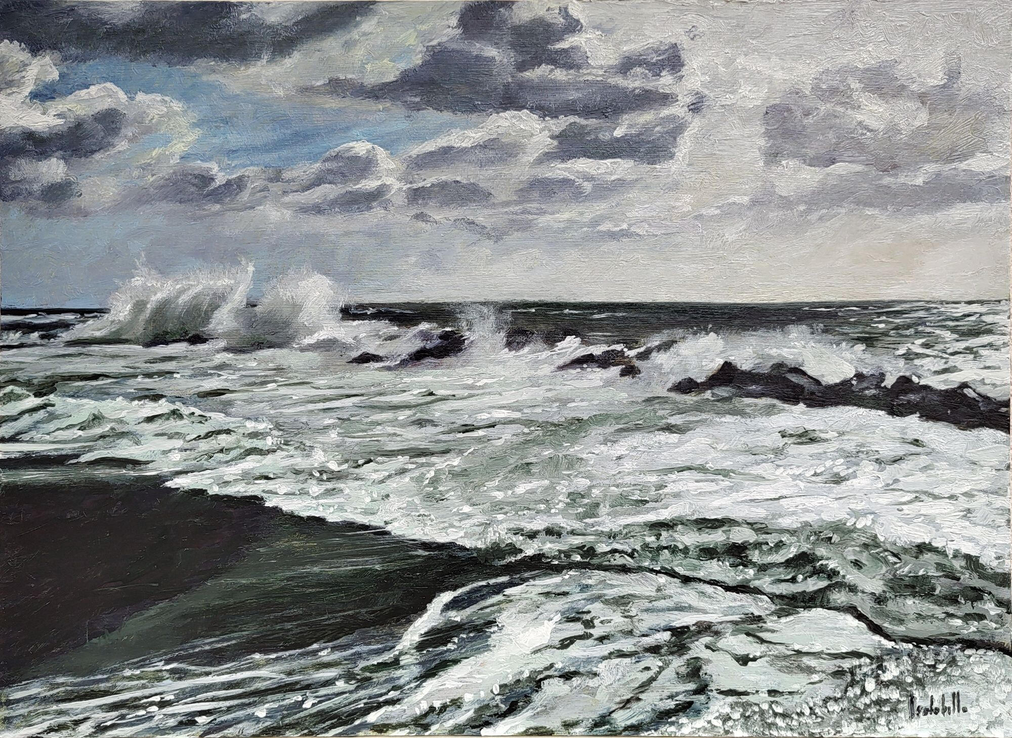 REBEL WAVES - Oil on canvas board 44x32cm