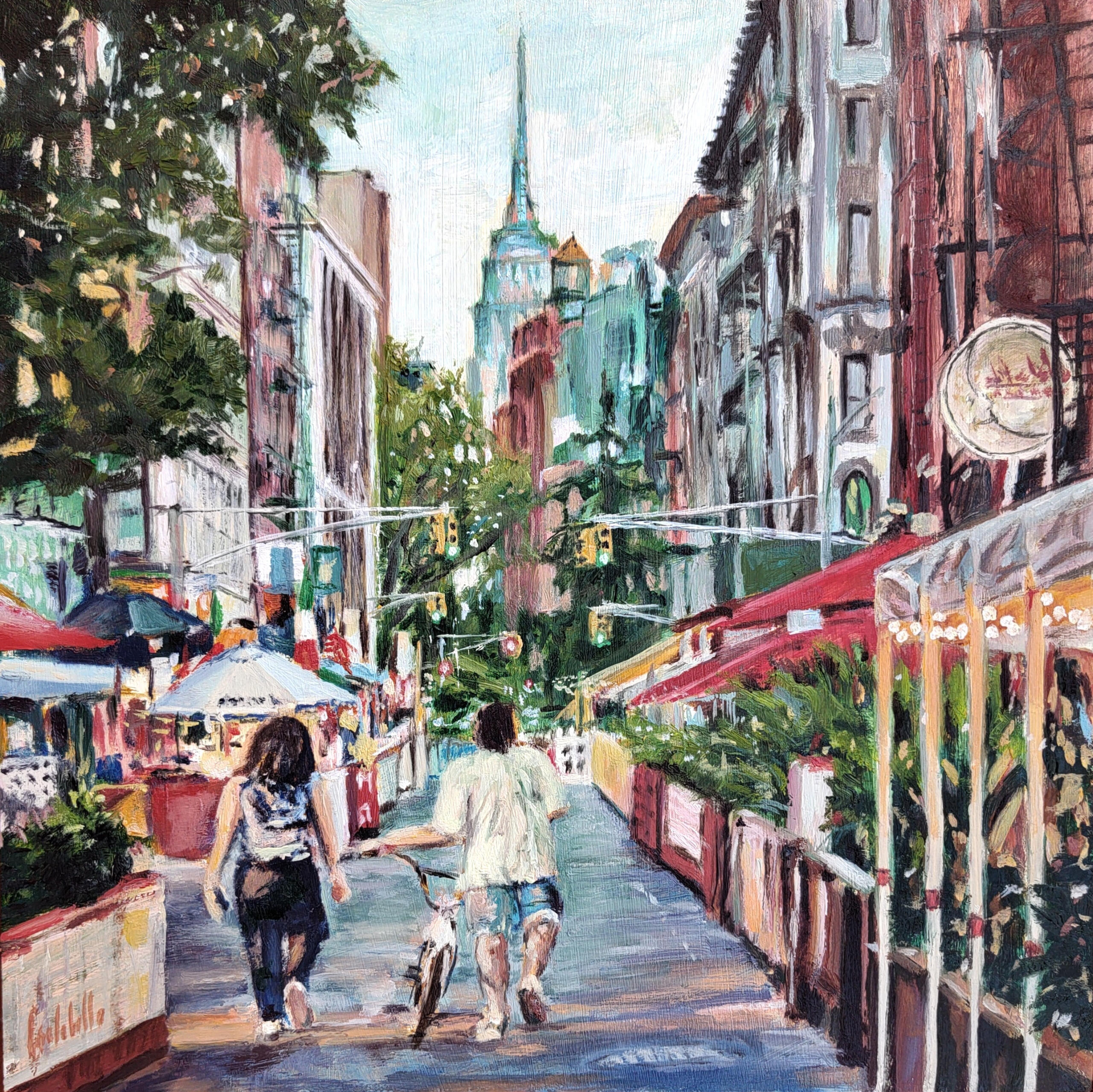 🔴 LITTLE ITALY - Oil on cradled wood panel 30x30cm