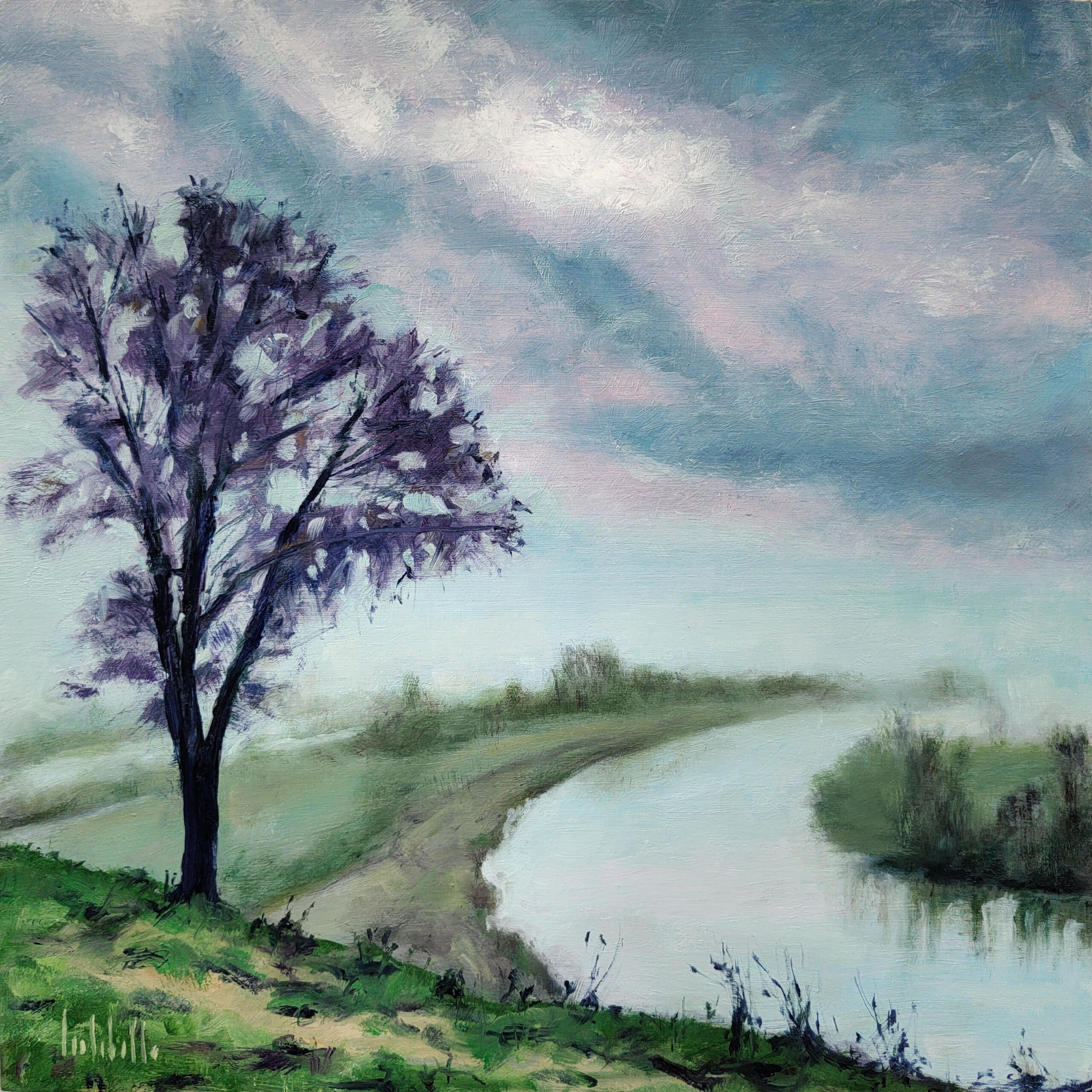 🔴 SOLITUDE - Oil on cradled wood panel 30x30cm