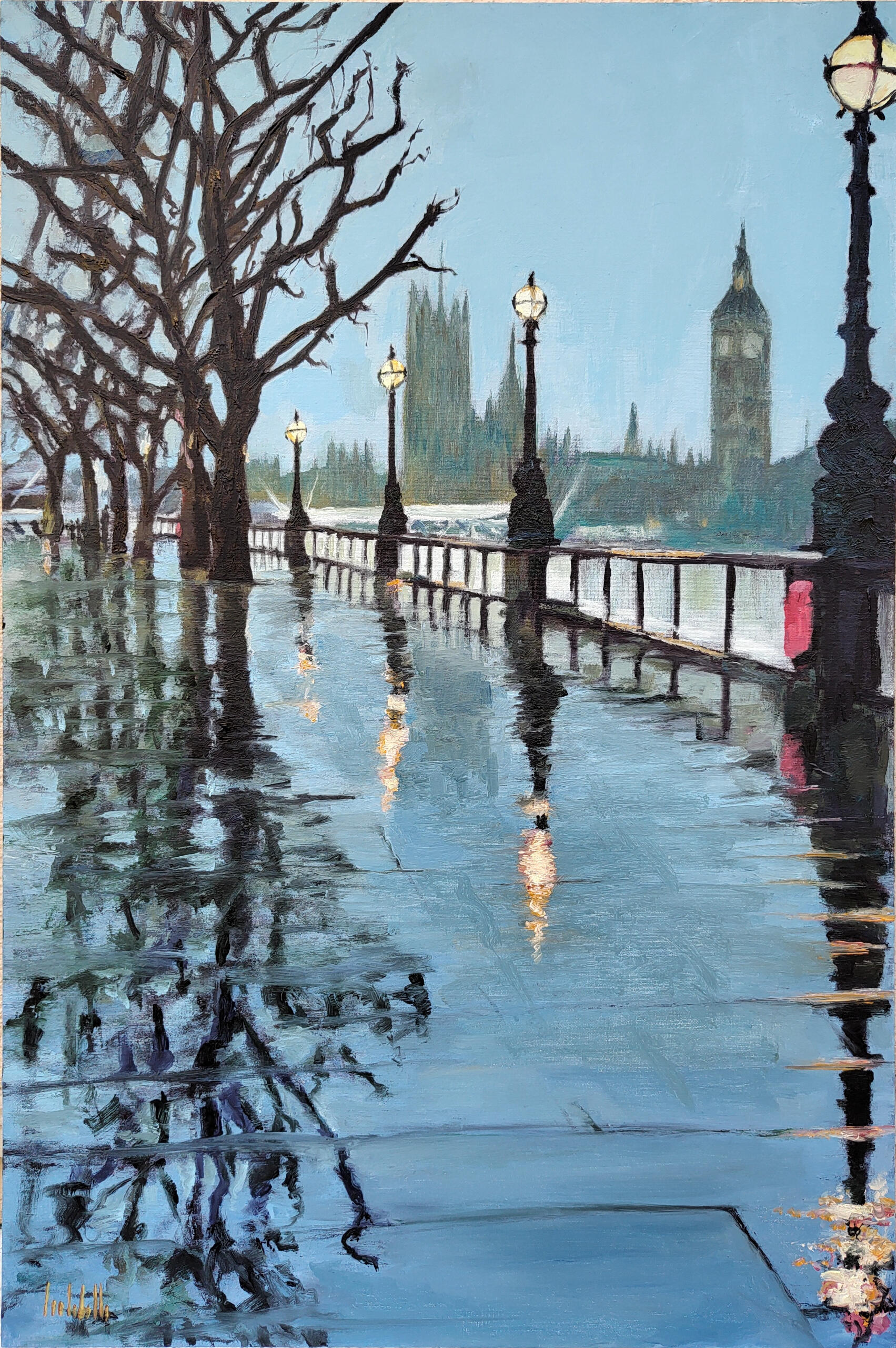 🔴 PONTI SOTTO LA PIOGGIA - Oil on canvas board 40x60cm