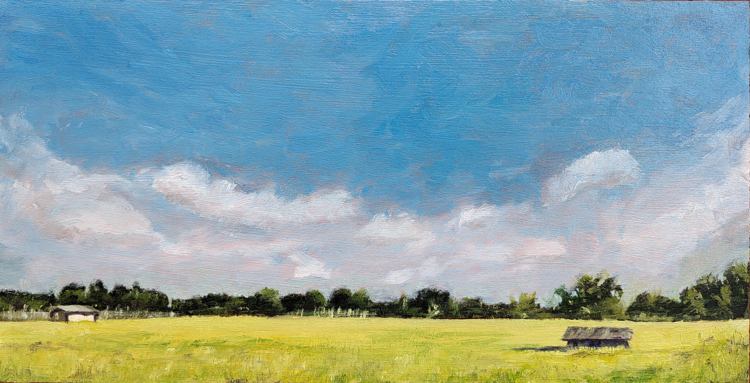 🔴 LUNGO LA STRADA I - Oil on board 39,5x20cm