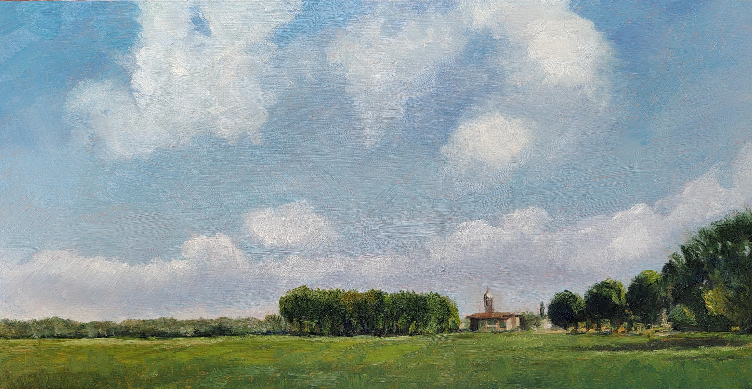 🔴 LUNGO LA STRADA II - Oil on board 39,5x20cm