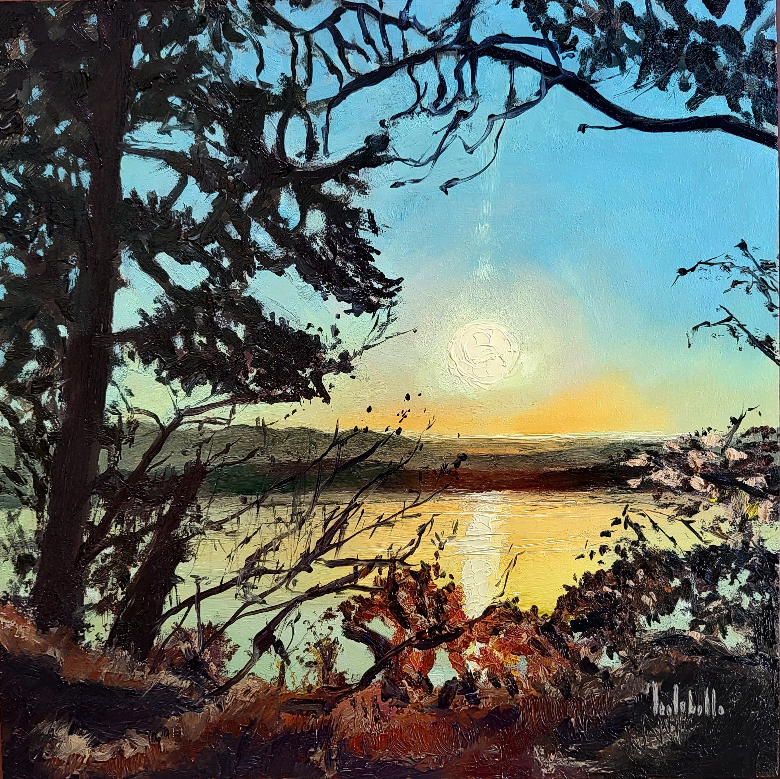 🔴 HERE COMES THE SUN - Oil on cradled wood panel 30x30cm