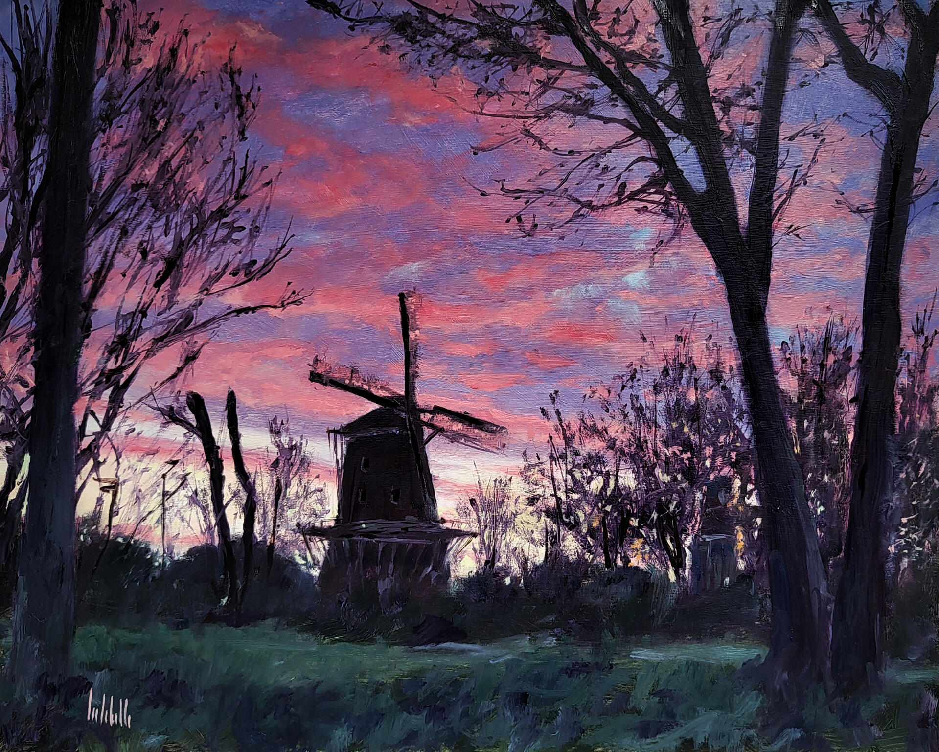 LONELY WINDMILL - Oil on board 50x40cm