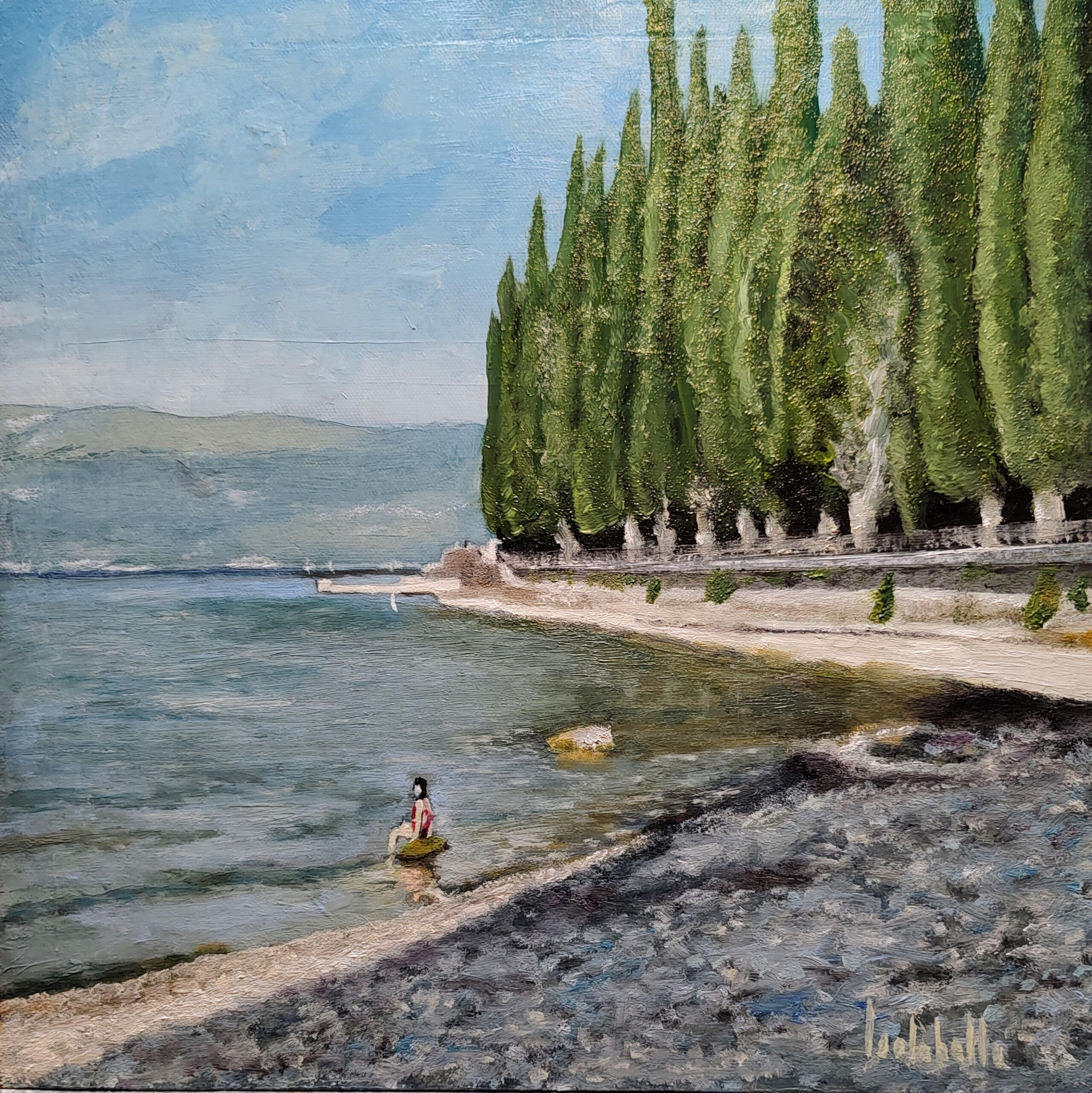 🔴 SEDUTA SUL LAGO - 30x30cm oil on canvas