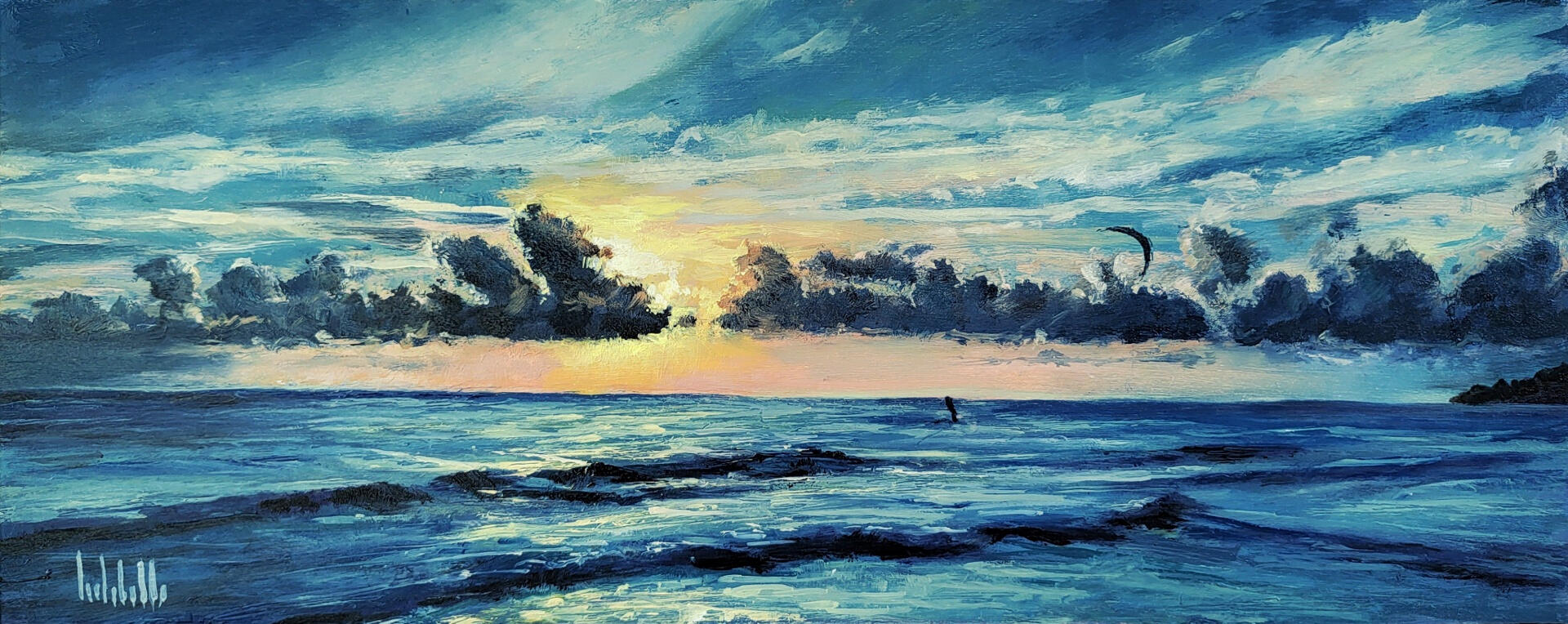 🔴 QUANDO IL MARE TACE - Oil on board 50x20cm