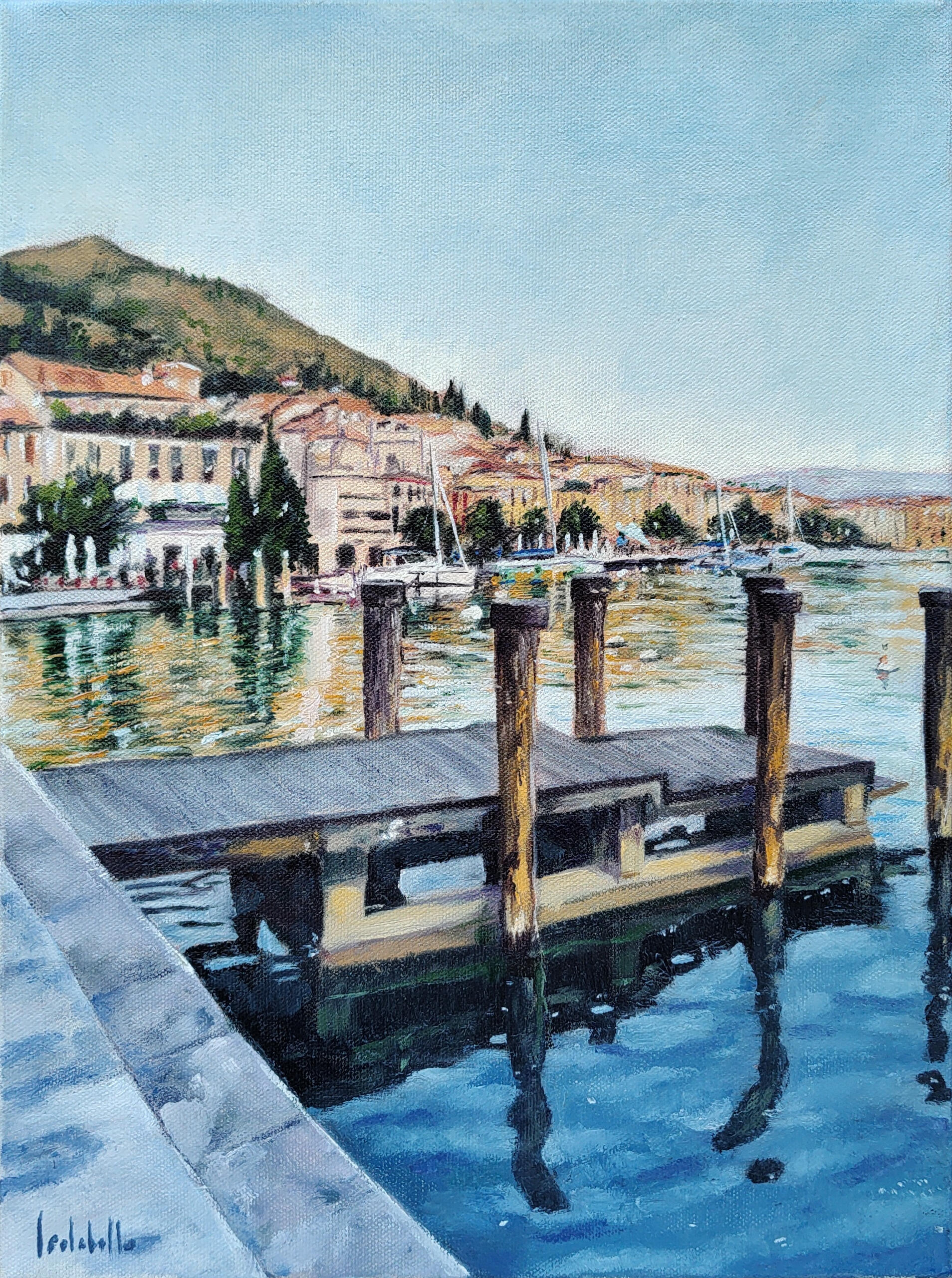 🔴 PORTICCIOLO CON VEDUTA DI SALO&#39; - 30x40 oil on canvas