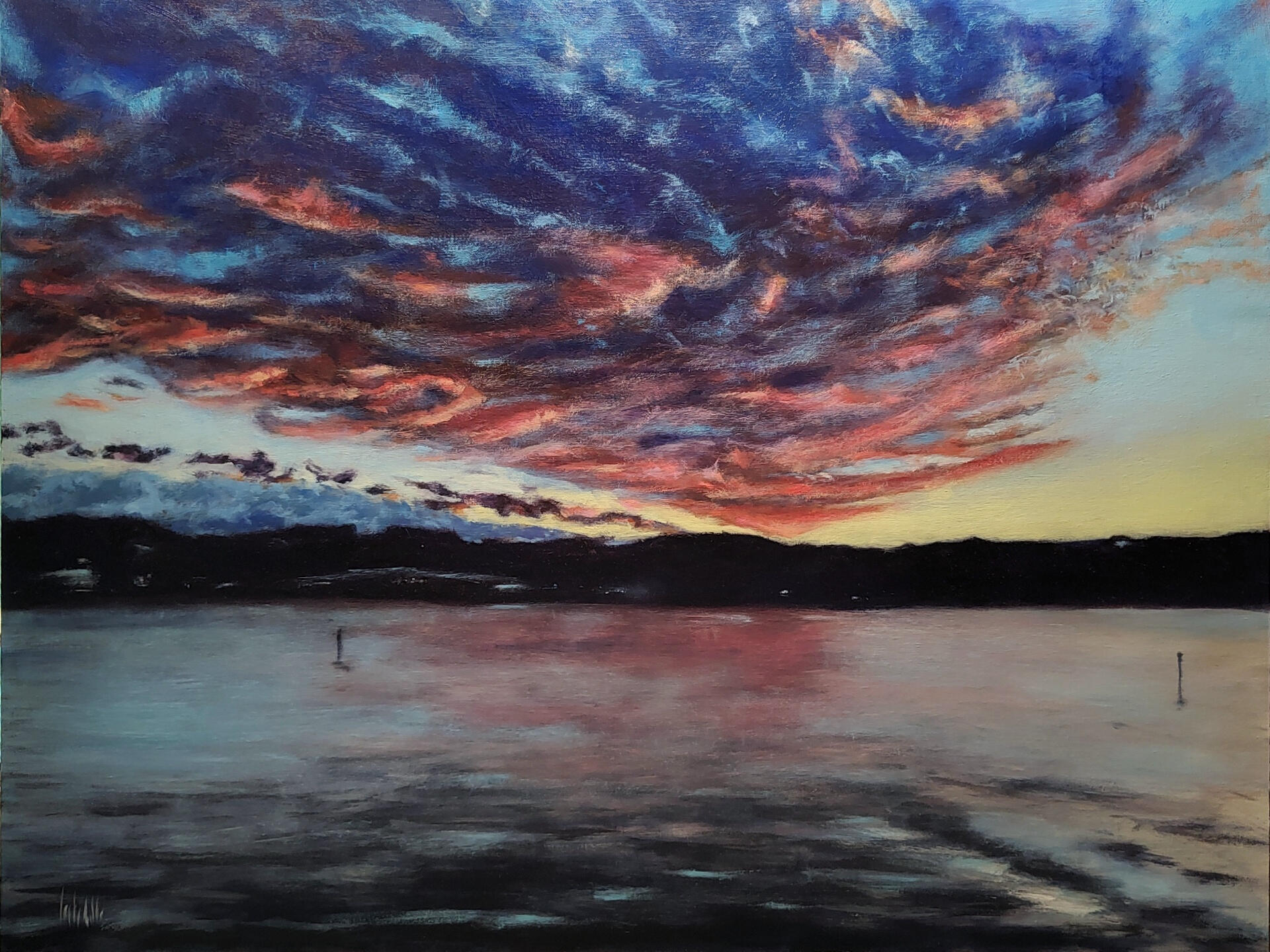 NEW ZEALAND SUNSET - Oil on canvas board 80x60cm